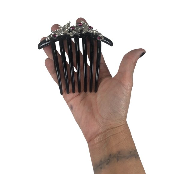 Alchemy Gothic Bats Hair Comb Slide Lolita Rockabilly Witchy Punk Rare Vintage - Picture 4 of 4